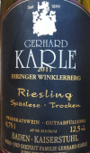 Gerhard Karle Ihringen Winklerberg Spatlese Trocken Riesling, Baden, Germany