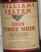 威廉斯樂姆酒莊威爾園黑皮諾干紅葡萄酒（門多西諾縣）(Williams Selyem Estate Vineyard Weir Vineyard Pinot Noir, Yorkville Highlands, USA)