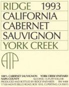 山脊酒莊約克溪赤霞珠紅葡萄酒(Ridge York Creek Cabernet Sauvignon, Spring Mountain District, USA)