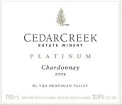 雪松溪白金珍藏霞多丽干白葡萄酒(Cedar Creek Estate Winery Platinum Reserve Chardonnay, Okanagan Valley, Canada)