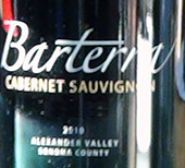 巴特拉亞歷山大谷赤霞珠干紅葡萄酒(Barterra Alexander Valley Cabernet Sauvignon, California, USA)