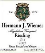 赫爾曼馬格達萊納莊園雷司令干白葡萄酒(Hermann J. Wiemer Magdalena Vineyard Dry Riesling, Finger Lakes, USA)