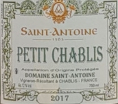 圣安托尼酒莊小夏布利干白葡萄酒(Saint-Antoine Petit Chablis, Chablis, France)