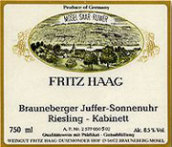 海格布朗伯哲朱弗日晷园雷司令小房酒(Fritz Haag Brauneberger Juffer Sonnenuhr Riesling Kabinett, Mosel, Germany)