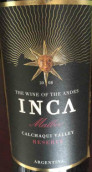 印加珍藏馬爾貝克干紅葡萄酒(Inca Reserve Malbec, Salta, Argentina)