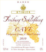 施蒂格勒城堡山洞穴品丽珠-味而多优质干红葡萄酒(Weingut Stigler Freiburg Schlossberg CAVE Cabernet Franc & Petit Verdot QbA trocken, Baden, Germany)
