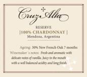 克魯茲阿爾塔珍藏霞多麗干白葡萄酒(Cruz Alta Reserve Chardonnay, Mendoza, Argentina)