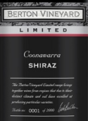 伯頓園酒莊限量珍藏設(shè)拉子紅葡萄酒(Berton Vineyard Limited Reserve Shiraz, Coonawarra, Australia)