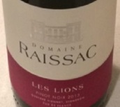 萊撒城堡獅子黑皮諾干紅葡萄酒(Domaine Raissac Les Lions Pinot Noir, Pays d'Oc, France)