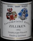 哲靈肯酒莊薩爾堡勞施頂級雷司令白葡萄酒(Forstmeister Geltz-Zilliken Saarburger Rausch Riesling Grosses Gewachs, Mosel, Germany)