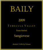 貝雷桑嬌維塞干紅葡萄酒(Baily Vineyard & Winery Sangiovese, Temecula Valley, USA)