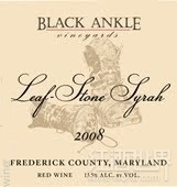 黑腳踝葉石系列西拉混釀干紅葡萄酒(Black Ankle Leafstone Syrah, Maryland, USA)