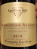 加蓮濃勃艮第阿里高特干白葡萄酒(Francois Carillon Bourgogne Aligote, Puligny-Montrachet, France)