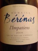 伯哈納酒莊鳳仙花干紅葡萄酒(Domaine Berenas L'Impatiens, Pay d' Herault, France)