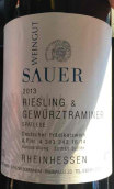 紹爾雷司令瓊瑤漿遲摘甜白葡萄酒(Weingut Sauer Riesling Gewurztraminer Spatless, Rheinhesse, Germany)