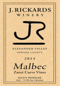 里卡茲馬爾貝克干紅葡萄酒(J. Rickards Winery Malbec, Alexander Valley, USA)