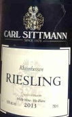 卡爾史蒂曼雷司令干白葡萄酒(Carl Sittmann Riesling Qba, Rbeinbessen, Germany)