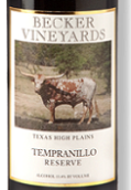 貝克珍藏丹魄紅葡萄酒(Becker Vineyards Reserve Tempranillo, Texas High Plains, USA)