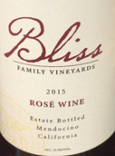 比利斯酒莊桃紅葡萄酒(Bliss Family Vineyards Rose, Mendocino, USA)