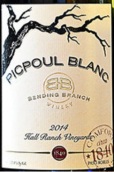 曲枝農場廳園白匹格普勒干白葡萄酒(Bending Branch Hall Ranch Vineyards Picpoul Blanc, Texas, USA)