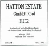 Hatton Estate EC2 Chardonnay, Hawke's Bay, New Zealand