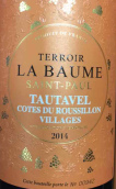 波姆圣保羅圖塔瓦爾干紅葡萄酒(Terroir la Baume Saint-Paul Tautavel, Languedoc-Roussillon, France)