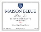 藍(lán)色“小喬伊”鮑詩(shī)伊園瑪珊干白葡萄酒(Maison Bleue Petite Joie Boushey Vineyard Marsanne, Yakima Valley, USA)