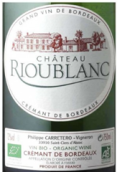 希歐布蘭有機(jī)白起泡酒(Chateau?Rioublanc Cremant Blanc BIO Brut, Bordeaux, France)