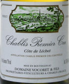 威克赫父子酒莊里奇（夏布利一級園）干白葡萄酒(Domaine Vocoret et Fils Cote de Lechet, Chablis Premier Cru, France)