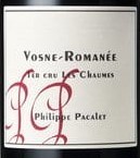 菲利普·帕卡萊夏姆（沃恩-羅曼尼一級園）紅葡萄酒(Philippe Pacalet Les Chaumes, Vosne-Romanee Premier Cru, France)