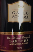 嘉露索諾瑪巴瑞尼莊園巴貝拉干紅葡萄酒(Gallo of Sonoma Barrelli Creek Vineyard Barbera, Alexander Valley, USA)