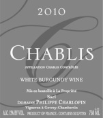 夏洛普莊園（夏布利）白葡萄酒(Domaine Philippe Charlopin Chablis, Burgundy, France)