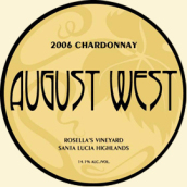 西奧古斯特雷塞拉園霞多麗白葡萄酒(August West Rosella's Vineyard Chardonnay, Santa Lucia Highlands, USA)