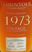 托明图尔1973年份双桶陈苏格兰单一麦芽威士忌(Tomintoul Vintage 1973 Double Wood Matured Single Malt Scotch Whisky, Speyside, UK)