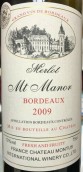 庄园山梅洛干红葡萄酒(Mt Manor Merlot,Bordeaux,France)
