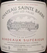 圣巴比帕樂(lè)絲紅葡萄酒(Chateau Sainte Barbe Les Palus, Bordeaux, France)