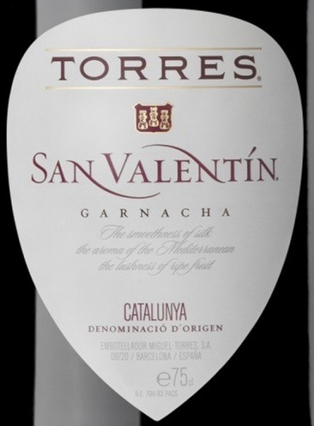 torres san valentin garnacha, catalunya, spain