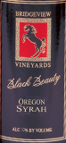 橋景黑駿馬西拉干紅葡萄酒(Bridgeview Winery Black Beauty Syrah, Oregon, USA)