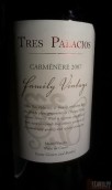 特雷斯帕拉西奧斯佳美娜干紅葡萄酒(Tres Palacios Family Vineyard Carmenere, Maipo Valley, Chile)