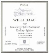 Weingut Willi Haag Brauneberger Juffer Sonnenuhr Riesling Spatlese, Mosel, Germany