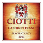 喬迪品麗珠干紅葡萄酒(Ciotti Cellars Cabernet Franc , Sierra Foothills, USA)