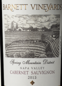 巴奈特春山赤霞珠紅葡萄酒(Barnett Vineyards Spring Mountain Cabernet Sauvignon, Sonoma County, USA)