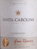 圣卡羅酒莊特級珍藏佳美娜紅葡萄酒(Santa Carolina Gran Reserva Carmenere, Rapel Valley, Chile)