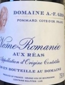 AF格羅酒莊奧克萊斯（沃恩-羅曼尼村）干紅葡萄酒(Domaine A.F. Gros Aux Reas, Vosne-Romanee, France)