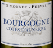 西蒙尼酒莊勃艮第歐塞丘白葡萄酒(Simonnet-Febvre Bourgogne Cotes d'Auxerre Blanc, Grand Auxerrois, France)