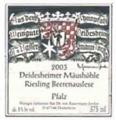 巴塞曼喬登莫索爾園雷司令逐粒精選甜白葡萄酒(Weingut Geheimer Rat Dr. von Bassermann-Jordan Deidsheimer Maushohle Riesling Beerenauslese, Pfalz, Germany)