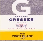 雷米格雷塞布麗特白皮諾干白葡萄酒(Domaine Remy Gresser Pinot Blanc Kritt, Alsace, France)