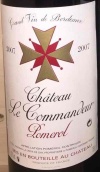 克蒙德城堡紅葡萄酒(Chateau le Commandeur, Pomerol, France)