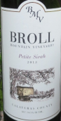 布羅爾山酒莊小西拉干紅葡萄酒(Broll Mountain Vineyards Petite Sirah, Calaveras County, USA)