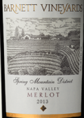 巴奈特梅洛干紅葡萄酒(Barnett Vineyards Merlot, Sonoma County, USA)